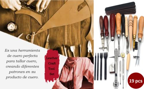19Pcs/Set Bőr Kézműves Ütés Leathercraft Varrás Faragás Eszközök a DIY, Kézzel készített Varrás Groover