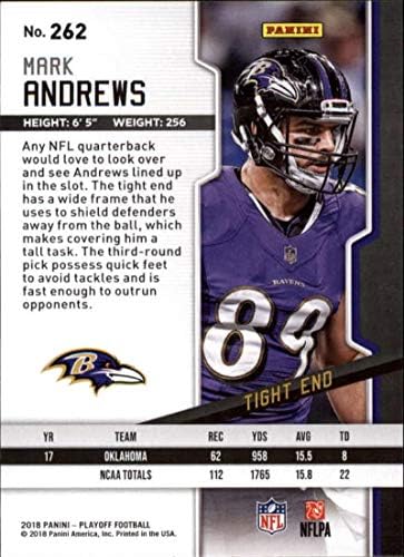 2018 Panini Rájátszás 262 Mark Andrews Kezdő RC Kezdő Baltimore Ravens NFL Labdarúgó-Trading Card