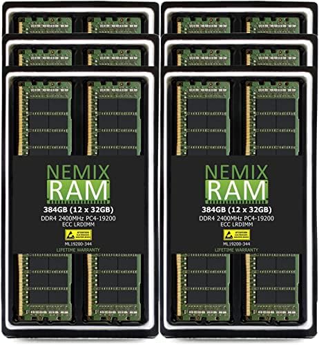NEMIX RAM 384GB (12x32GB) DDR4-2400MHz PC4-19200 ECC LRDIMM 4Rx4 1.2 V Terhelés Csökken Szerver Memória által NEMIX RAM