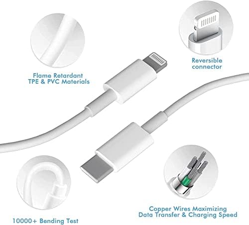 2PACK 20W PD Gyors Töltés Blokk USB-C-Lightning Kábel Kompatibilis az iPhone 14 13 12 Pro Max Mini XS-XR-X SE iPad Pro Air
