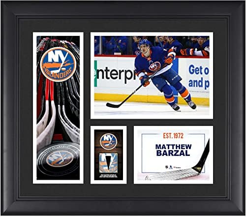 Mathew Barzal New York Islanders Keretes 15 x 17 Játékos Kollázs egy Darab Játék-Puck - NHL Játék Használt Korong Kollázsok