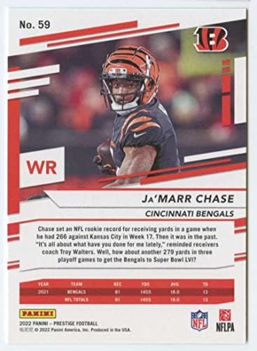 2022 Panini Prestige 59 Ja ' Marr Chase Cincinnati Bengals NFL Labdarúgó-Trading Card