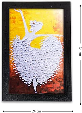 LIFEHAXTORE® Absztrakt Művészet Fa Táncoló Lány Bekeretezett Festmény | Kész Hang- (Fa Keret, Többszínű, 10inch x 14 hüvelyk)